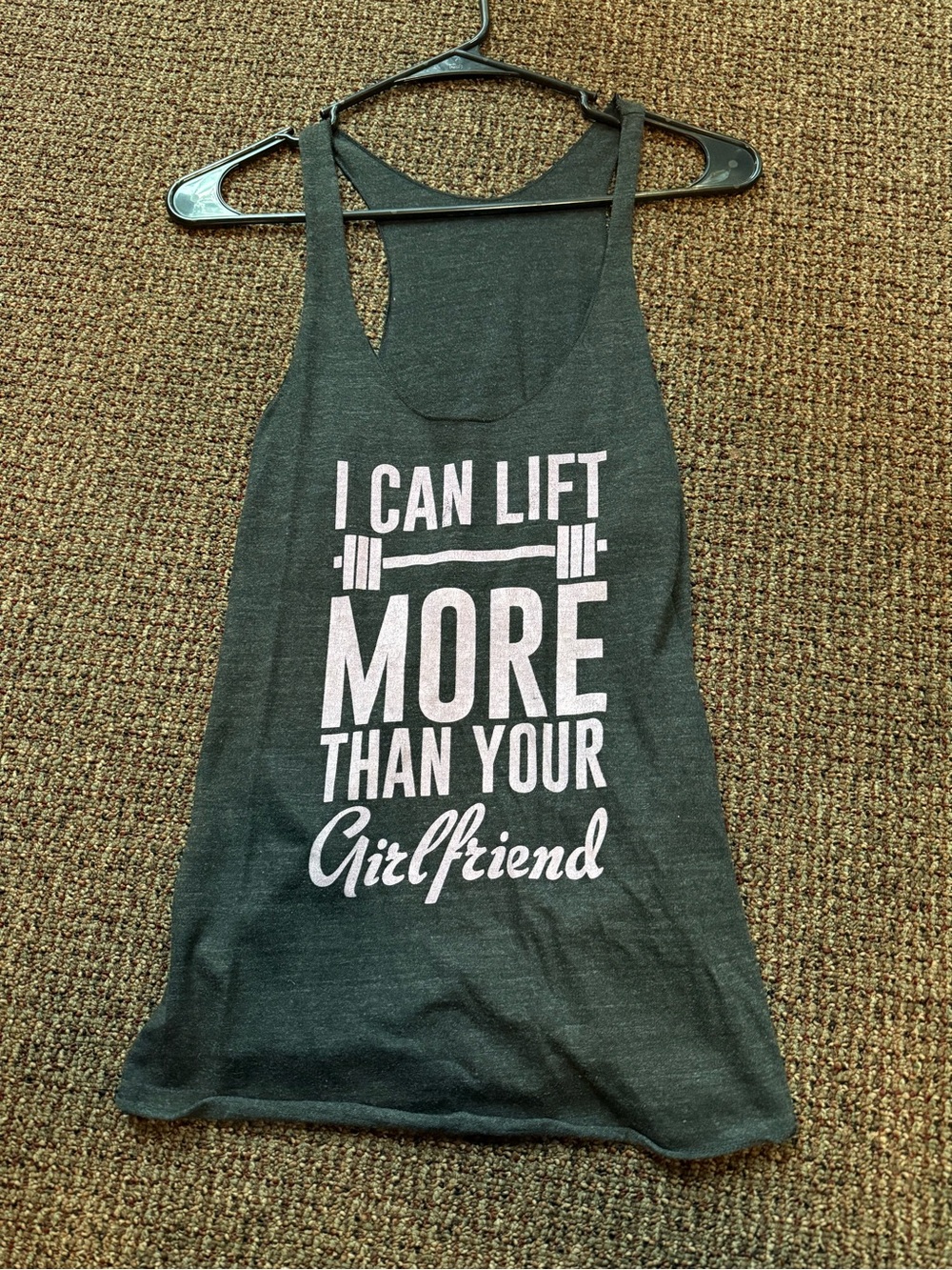 Graphic Racerback Tank Top - Charcoal with White Print